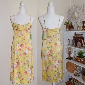 NWT Forever 21 Satin Floral Bustier Midi Dress